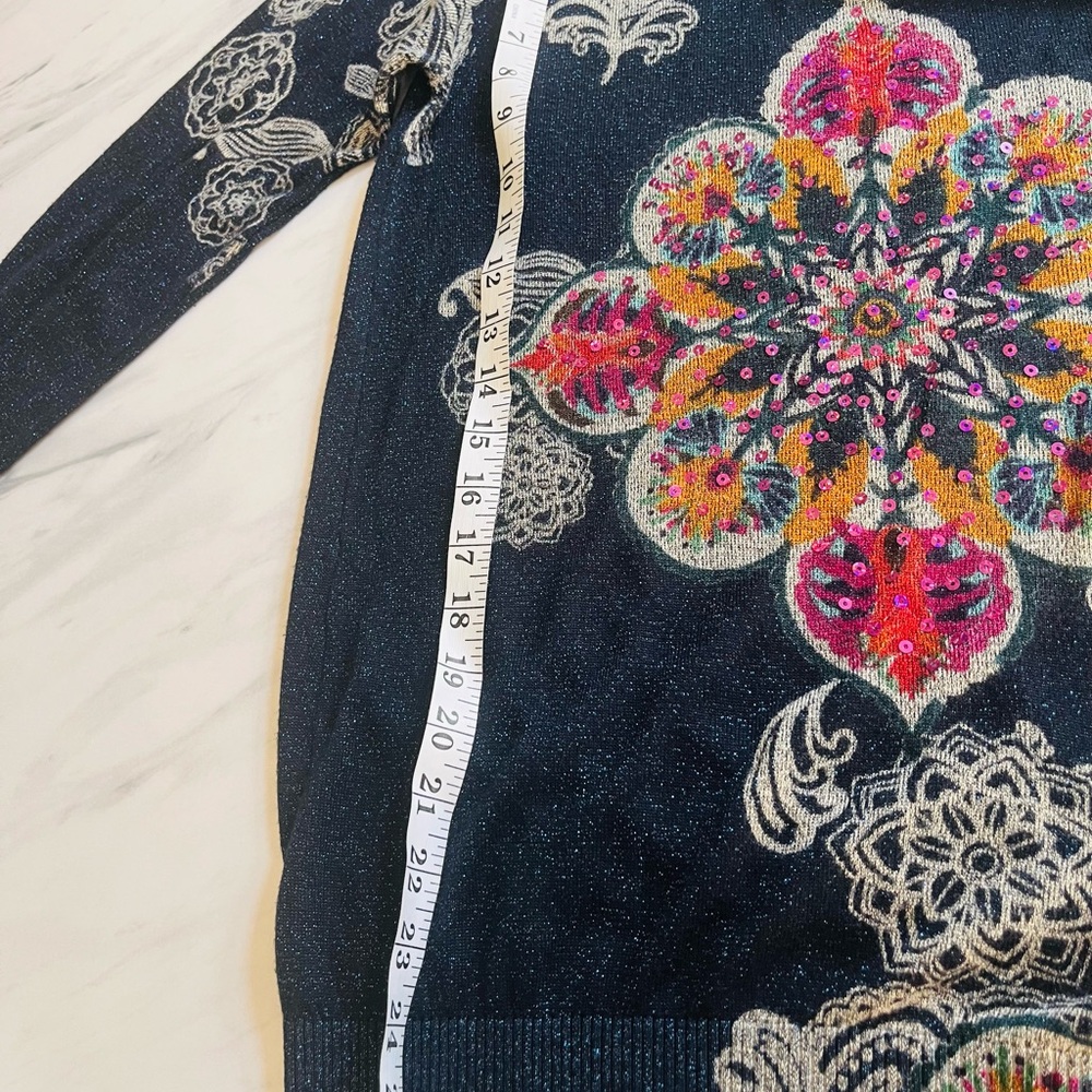 Desigual Metallic Navy Long Sleeve Top - Picture 4 of 6